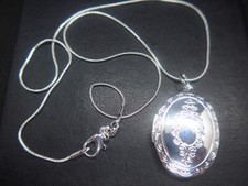 Silver Lockets Photo Pendant Necklace Stamped 925