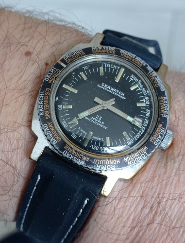raro orologio uomo vintage diver sub 60mt World time le ore del mondo  meccanico | eBay