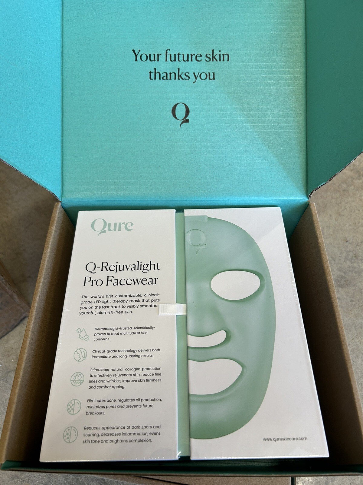 NEW Qure QRejuvalight Pro Facewear LED Light Therapy Mask for Wrinkles Etc eBay