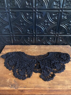 Vintage Hand Crocheted Collars Handmade Black White Cream Detachable Cottagecore Vintage Hand Crocheted Collars Handmade Black White Cream  main image 2