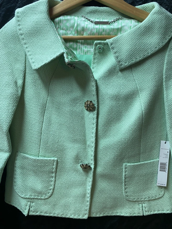 Chaqueta Blazer Pequeña Elie Tahari Verde Lima - Chaqueta Elsa $398 Foto 2 de 4