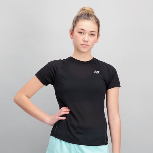 New Balance Womens Impact Run Short Sleeve Black Size L