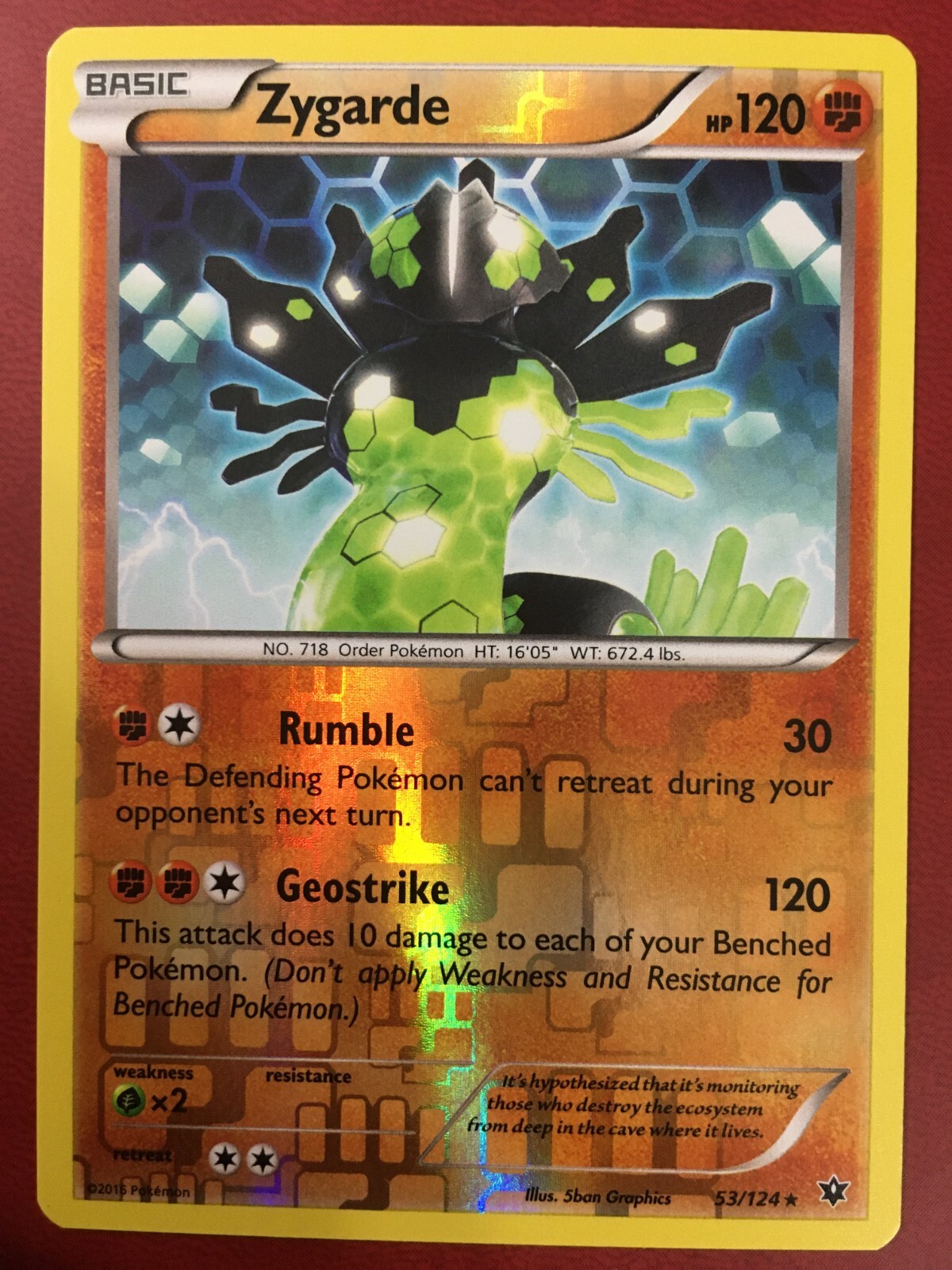 POKEMON ZYGARDE 53/124 FATES COLLIDE RARE REVERSE HOLO NEAR MINT