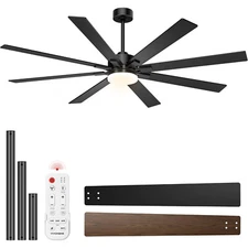 72'' Flush Mount LED Ceiling Fan with Light & Remote 6+1 Speeds, 3CCT, Dimmable