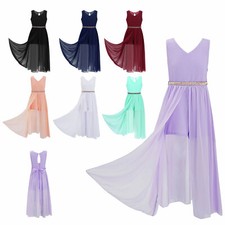 Kids Flower Girls Princess Dress Princess Wedding Bridesmaid Party Junior Gown