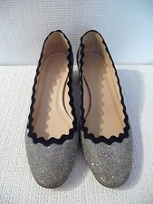 NEW J.CREW GLITTER SCALLOPED HEELS IN METALLIC GUNMETAL, F8606, SIZE 7, 248
