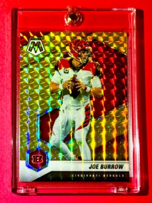 rare joe burrow cards Joe Burrow RARE GOLD REFRACTOR PANINI MOSAIC PRIZM HOT INVESTMENT CARD -  MINT!