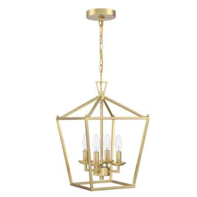 Hukoro Alfa 12 in. 4-Light Caged Pendant Light with Soft Gold Finish