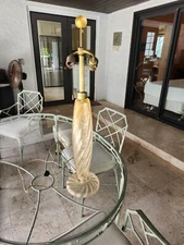 Large Mid Century Murano Gold Glass Lamp