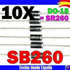 10x SB260 = SR260 Diodo SCHOTTKY DO-15 2A 60V