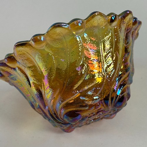 Indiana Carnival Glass Wild Rose Candlestick Holder Iridescent Marigold 1970s - Picture 4 of 5