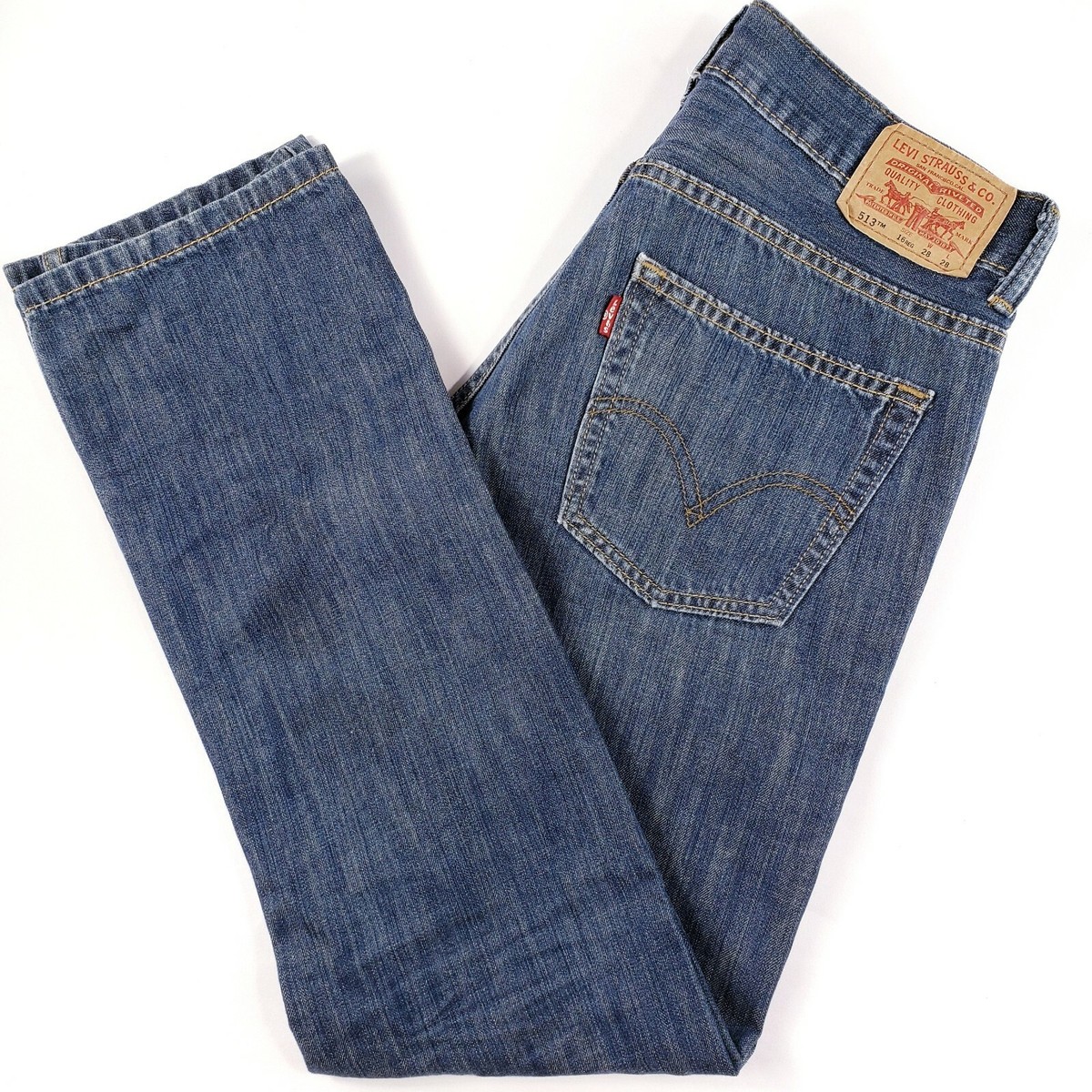 Levis jeans 513 Slim Boys 16 28 x 28 medium wash straight EUC no stretch  cotton