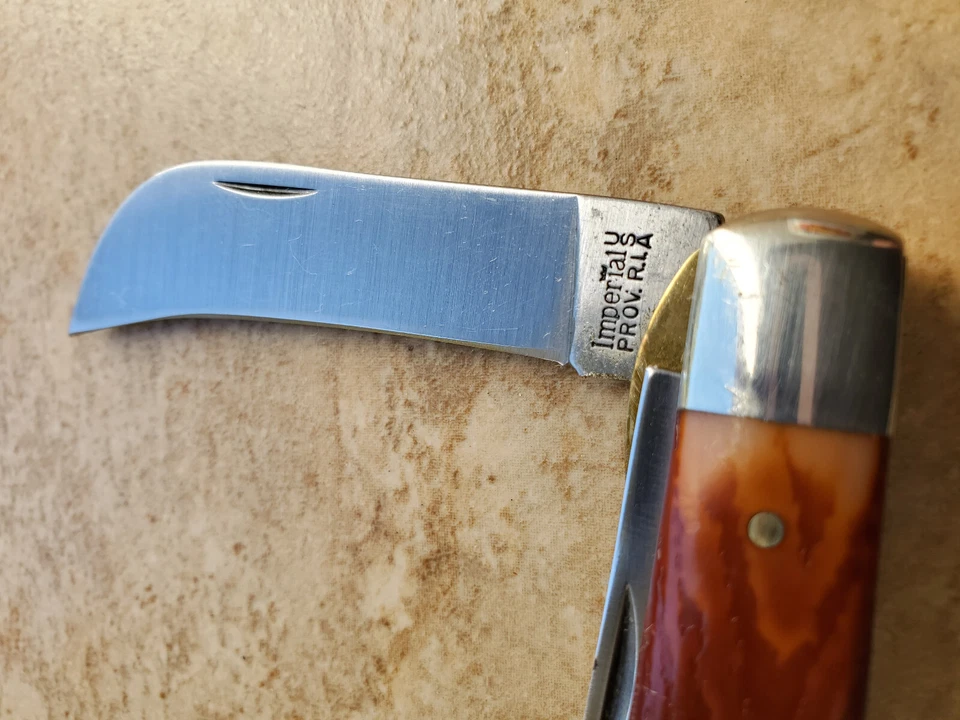 Vtg Imperial Prov RI USA Lineman Pocket Jack Knife 2 Blades 3 5/8" c1956-1988 - Image 4 of 4