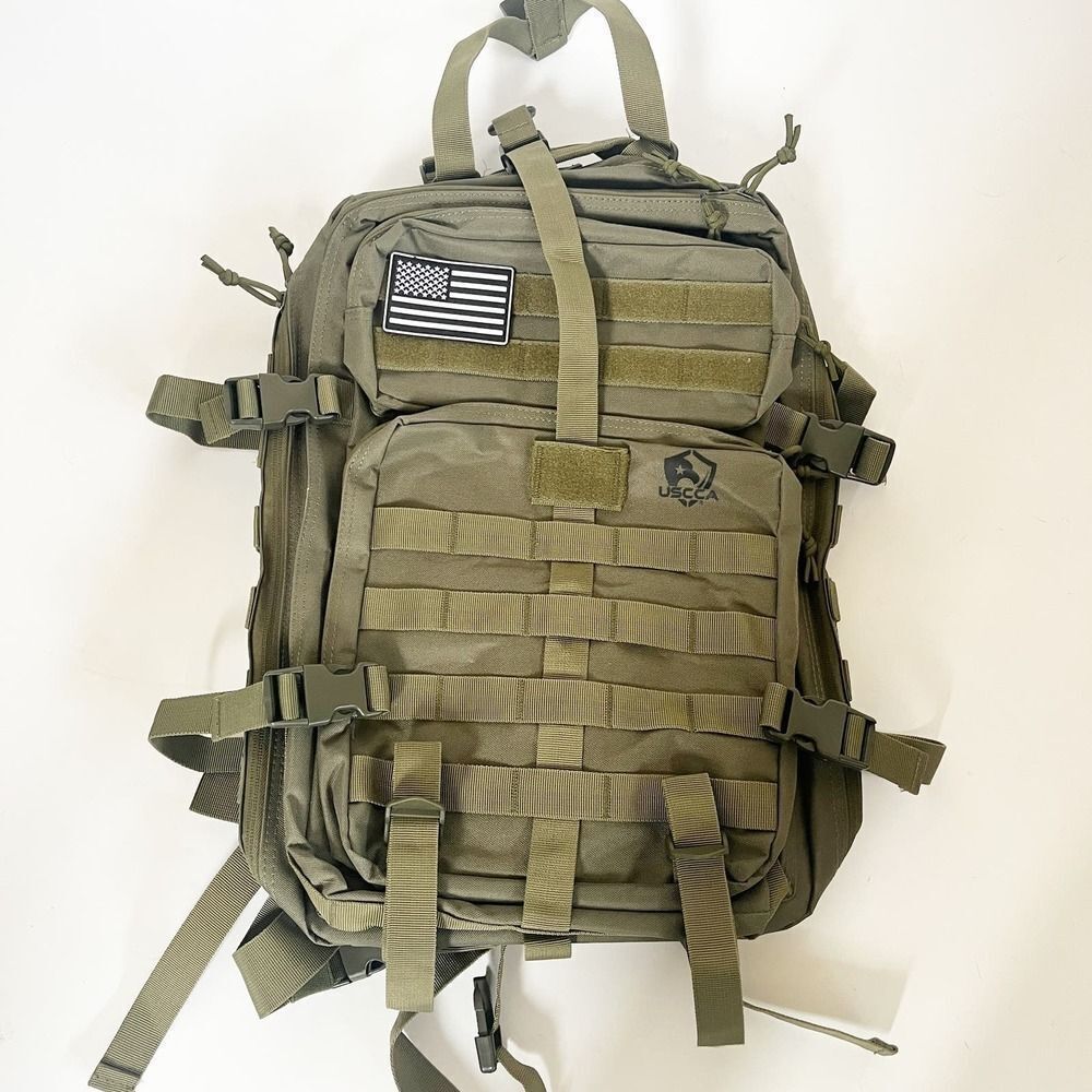 USCCA Tactical Backpack Military Green adjustable straps Multi pocket Survival