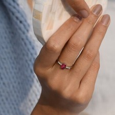 925 Sterling Silver Lab Created Ruby Ring Oval Cut Anniversary, Proposal Ring