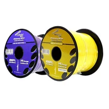 14 GA 100 FT Roll Purple Yellow Stranded Spool of CCA Primary Power Ground Wire