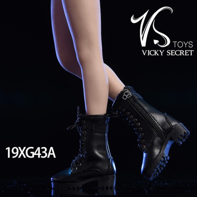 VSTOYS 1//6 Black Zipper Boots Shoes Model 19XG43A Fit 12/" Female Action Body