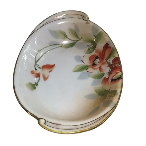Antike Nippon Schmuck Schale Schüssel Waschtisch Tablett handbemalt Floral 6-1/4" - Bild 2 von 5
