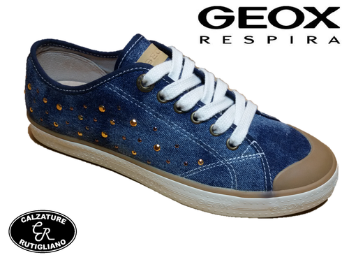 GEOX SCARPE DONNA TELA BLU JEANS SNEAKERS ELASTICI STRASS - J4204E | eBay
