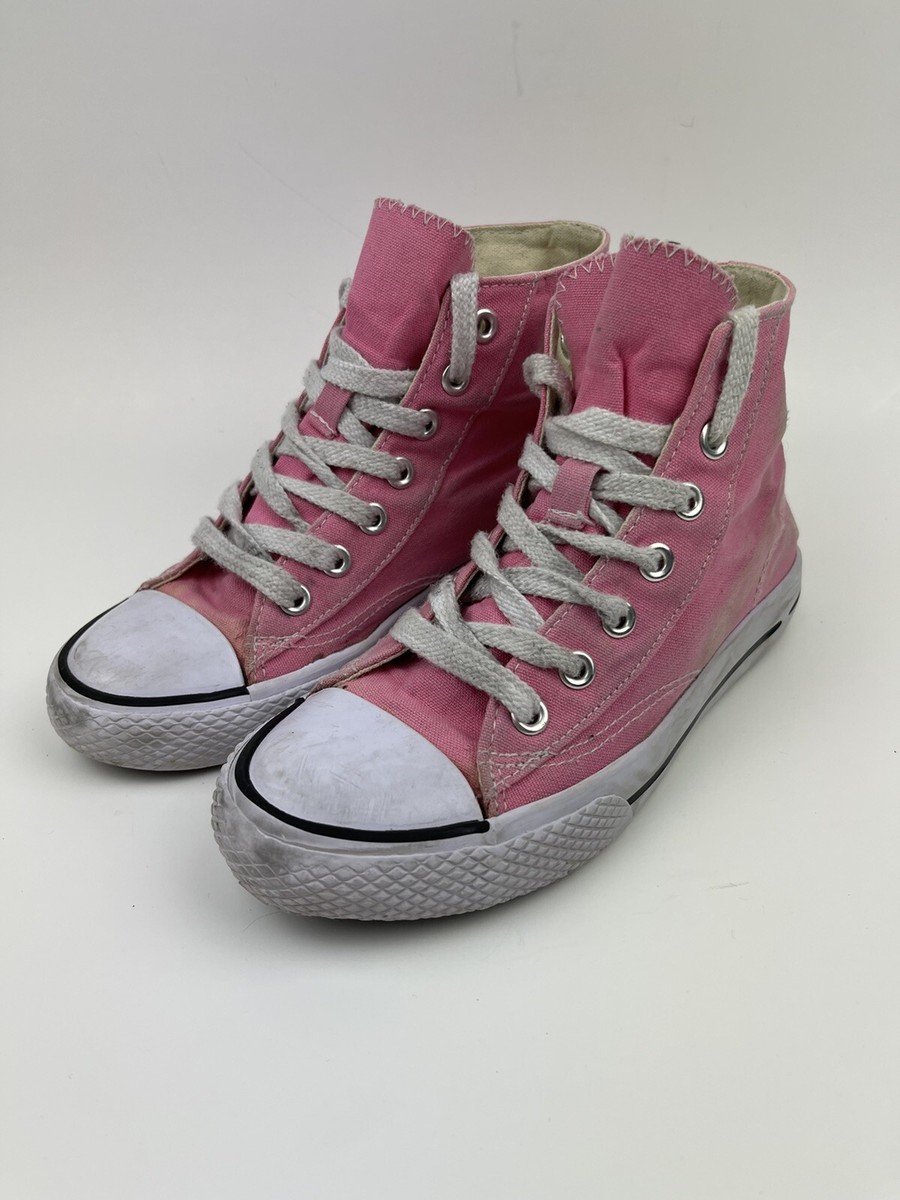 Airwalk High Top Pink Lace Up Sneakers Canvas Shoes Youth Size