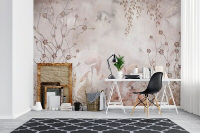 3D Flamingo Branches K2567 Wallpaper Mural Self-adhesive Removable Sticker Panda