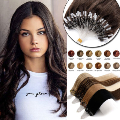 300 Strähnen Microring 100% Remy Echthaar Extensions Haarverlängerung Micro Loop