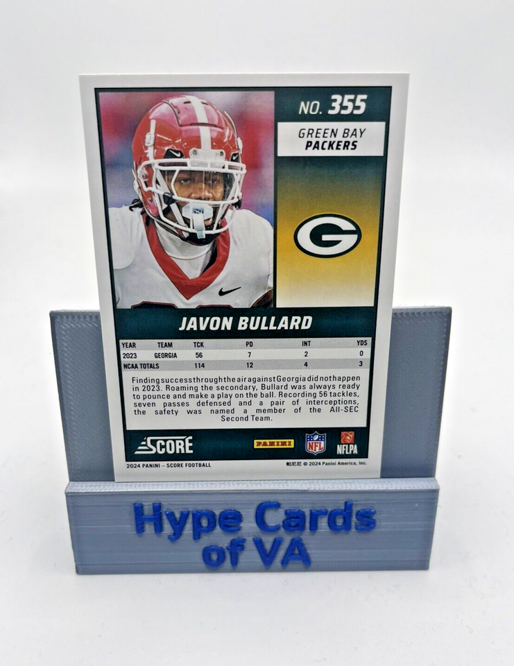JAVON BULLARD 2024 Panini Score Rookie Card RC 355 Green Bay Packers