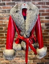 Women's High Quality Genuine Lambskin Red Coat With Fox Fur, winter coat, luxury