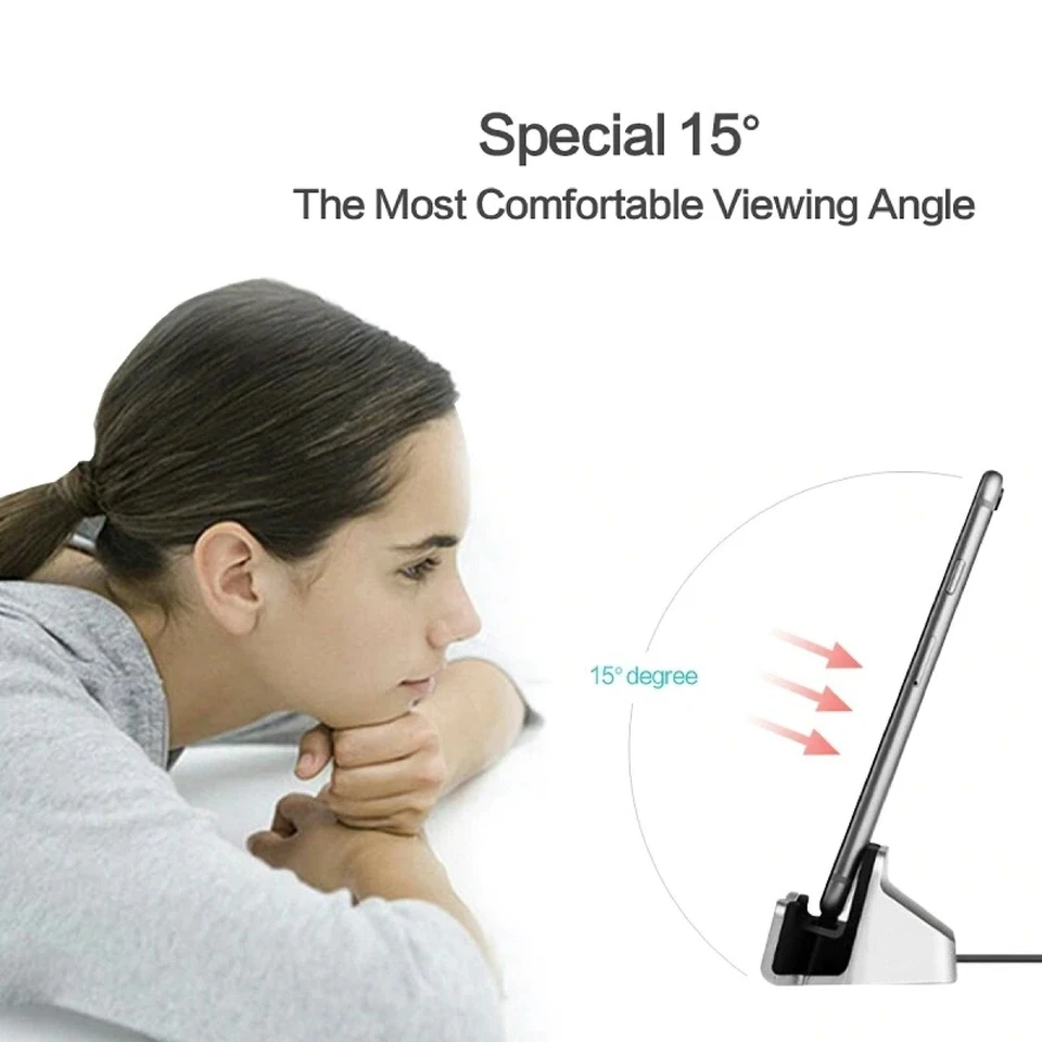 caricabatteria smartphone stand docking station per Apple iPhone Android type C - Image 2 of 4