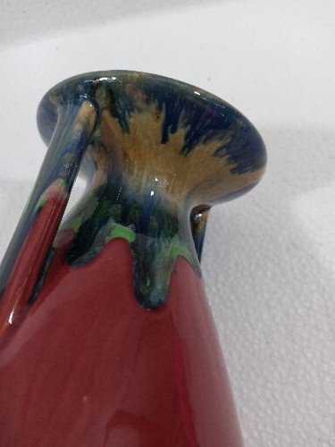 Vintage Mid Century Drip Glaze Pottery Hand Painted Vase Made in Japan - Picture 5 of 8