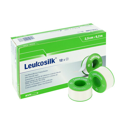 Leukosilk  12 Rollen 2,5cm x 9,2m Seiden-Fixierpflaster - Erste Hilfe