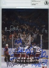 Signed 1980 USA Hockey Gold Winning 8x10 Photo by 13 - Beckett BAS Encased Photo