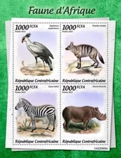 FAUNA OF AFRICA Secretary Birds/Bird MNH Stamp Sheet #2221 (2022 Central Africa)