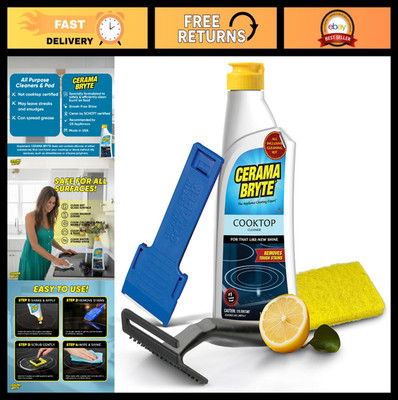Glass Cooktop Cleaner Kit - 4 Piece Set with Razor, Scraper & Cleaning Pad - Tou