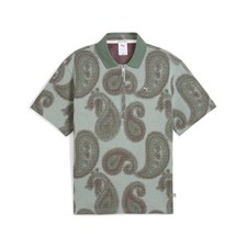 PUMA Mmq Relaxed Fit Polo Short Sleeve T-Shirt Mens Green Casual Tops 63230537