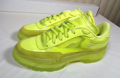 Reebok Club C x Cardi B women's size 9.5 lace up High Vis Green ~ EUC