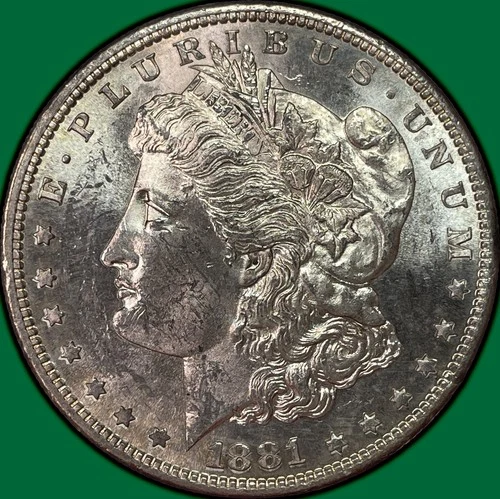 1881-S Morgan Dollar Uncirculated UNC Coin, Wheel Mark #37795