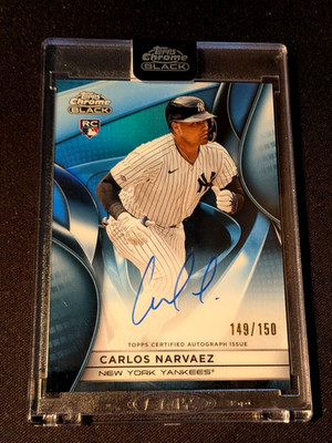 Carlos Narvaez 2025 Topps Chrome Black Blue Refractor Auto /150 Rookie