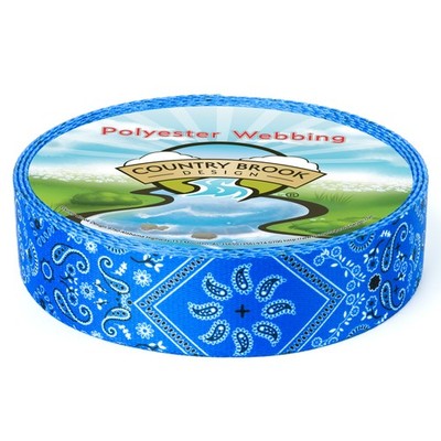 Country Brook Design  1 Inch Blue Bandana Polyester Webbing, 5 Yards