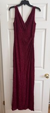 Ralph Lauren Evening Full Length Gown Burgundy Lace Size 8