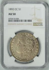 1892-CC  NGC  AU50  MORGAN DOLLAR  *  Carson City Mint  * #6954418-006