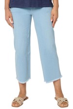 Belle by Kim Gravel Women's Denim WideLeg Crop w Fray Light Wash