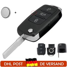 Klapp Schlüssel Gehäuse + Batterie für VW Golf 5 EOS Caddy Polo Jetta Touran