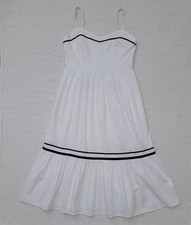 NWT J Crew Cotton White Corset Midi Dress Contrast Navy Trim Sweetheart Neck 8