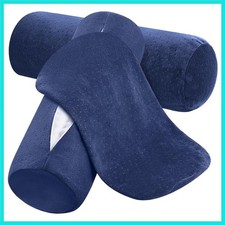 2 Pcs 18 x 6 Inches Velvet Neck Roll Pillow Cover with Zipper, Soft Bolster P...