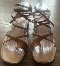 Dolce Vita Patli Strappy Lace Up Wedge Sandals Natural Stella Beige Womens 8.5