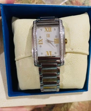 NIB ESQ MOVADO Kingston Two Tone Stainless Steel Swiss Quartz Watch Diamonds FAB