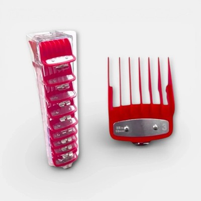Share 10 Premium Clipper Guards + Holder Red Fits Wahl, Babyliss ,JRL and Gamma.