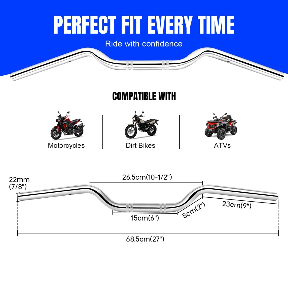 22mm 7/8" Handlebars Drag Bar For Kawasaki LTD 454 250 400 550 650 750 1100 - Image 3 of 4