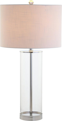 29'' Modern Clear Glass Table Lamp with White Shade, LED Bulb Included